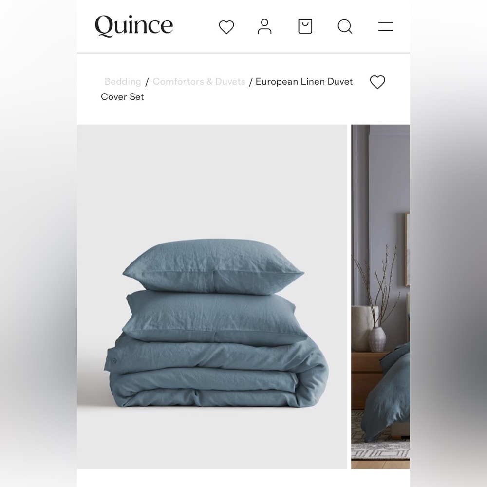 Quince European Linen Duvet Cover Set in Dusty Blue